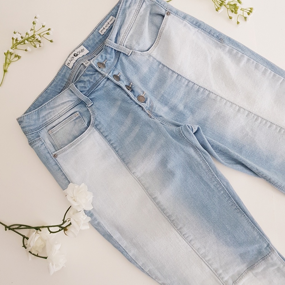 Black Daisy Patchwork Jeans